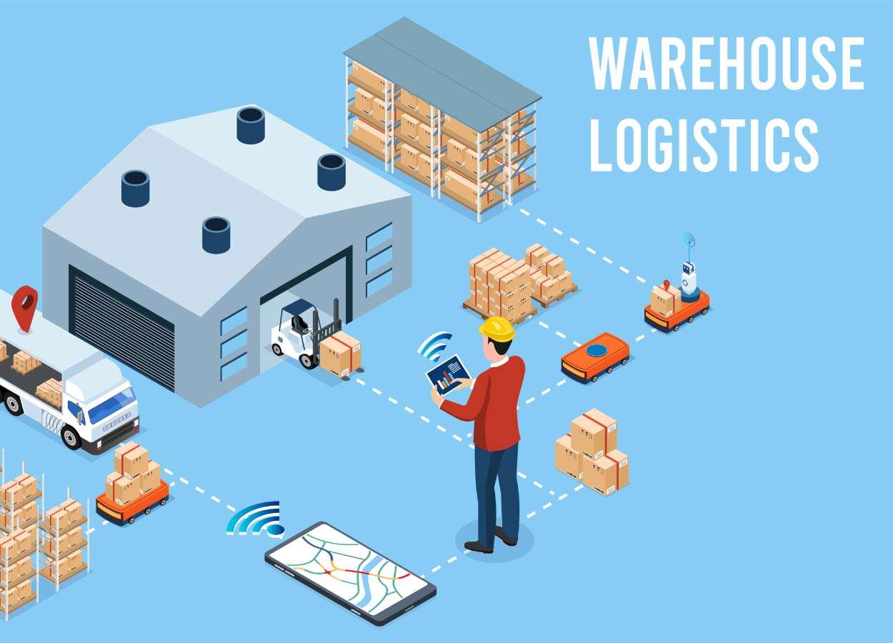warehouse logistics services flat vector