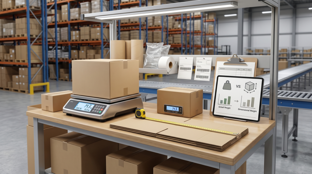 Billable weight and dimensional weight calculation for ecommerce shipping costs