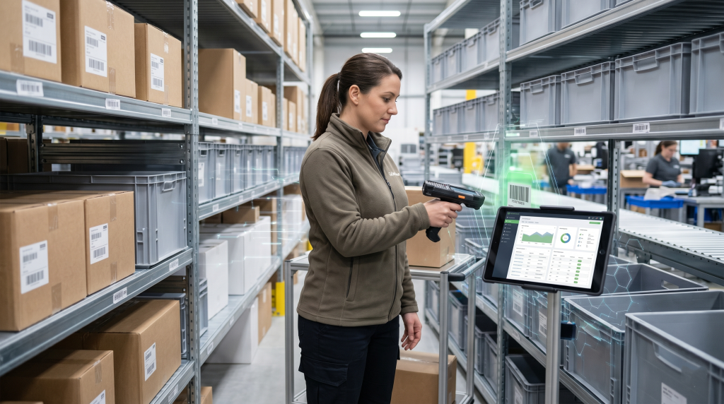 Warehouse management system technology supporting inventory accuracy and barcode scanning