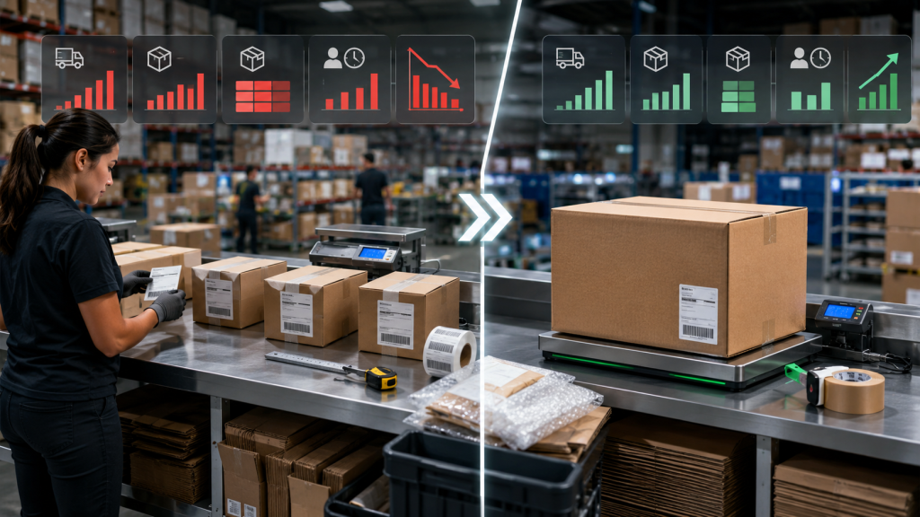 Split shipments increasing shipping costs dimensional weight charges packaging materials and fulfillment labor