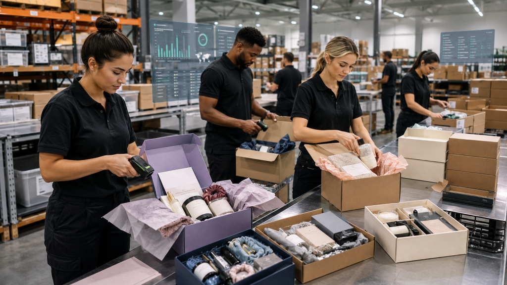 Custom kit assembly for subscription boxes influencer drops product bundles and ecommerce gift sets in a 3PL warehouse